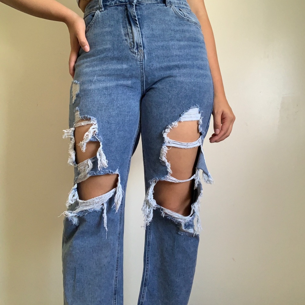 Distressed Mom Jeans